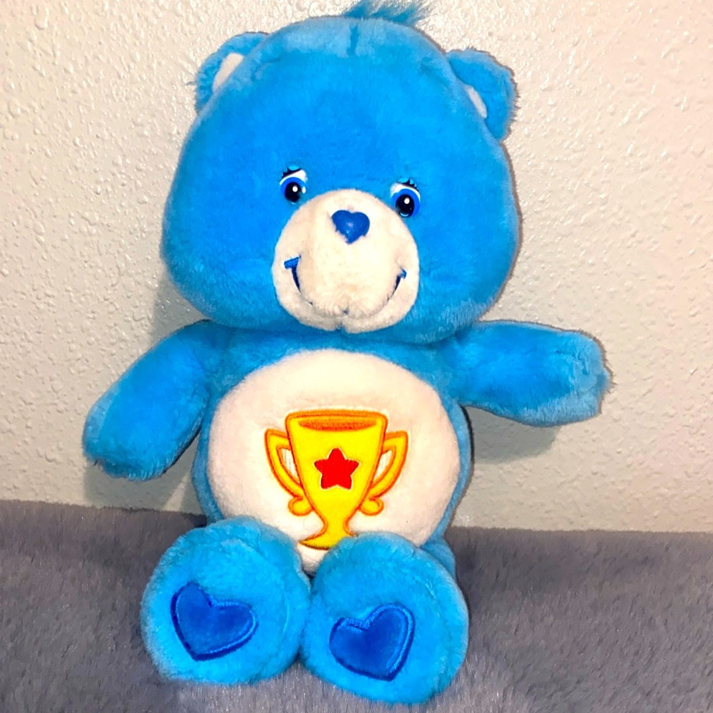 2003 TCFC Care Bears - 13" Blue Champ Bear plush w/trophy design